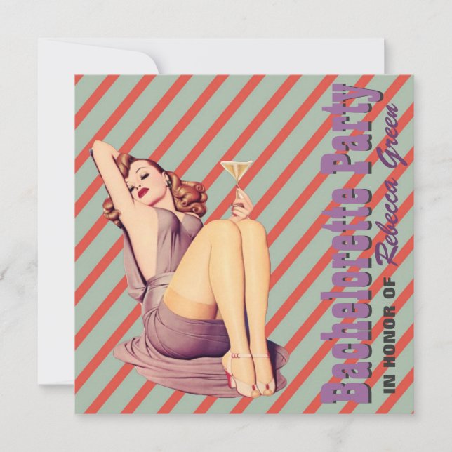 Convites festa de solteira de fixação retroativa do padrão  (Frente)