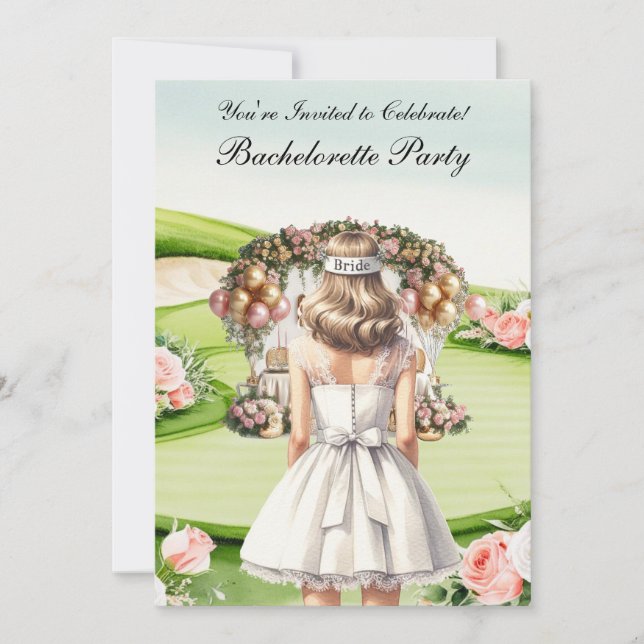 Convites Festa de solteira de golfe no campo de golfe (Frente)