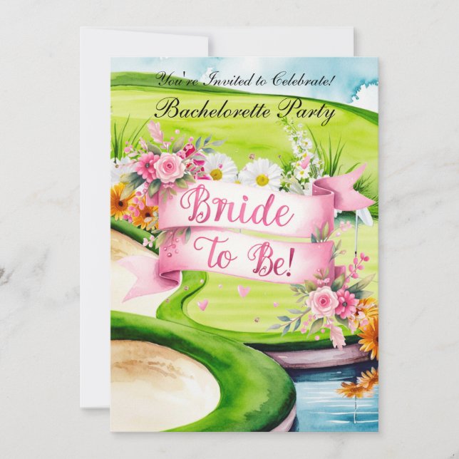 Convites Festa de solteira de golfe no campo de golfe (Frente)