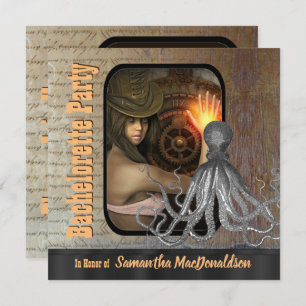 Convites Festa de solteira de Kraken Steampunk