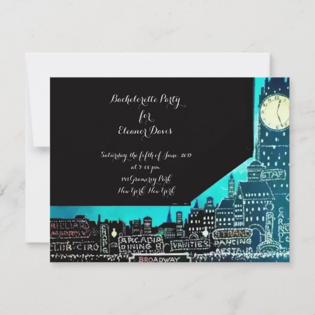 Convites Festa de solteira de Nova Iorque de 1927 (Frente)