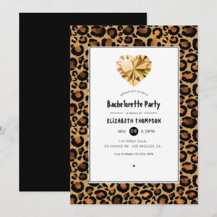 Convites Festa de solteira de padrões leopardo Ouro