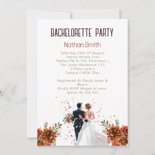 Convites Festa de solteira de pôr do sol Rustic Orange Boho (Frente)