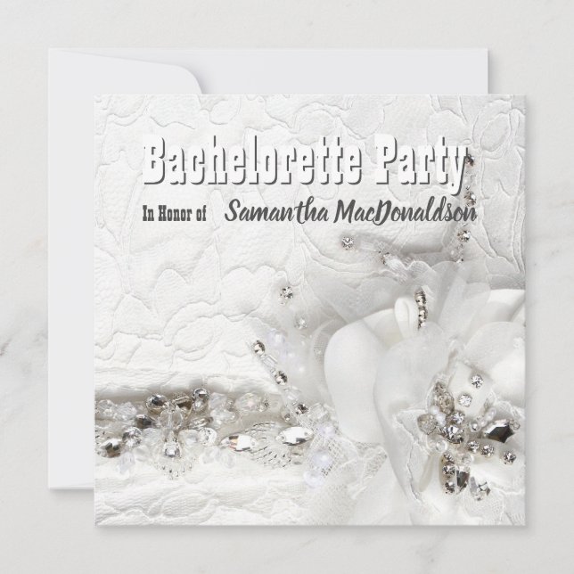 Convites Festa de solteira de rendas e diamantes (Frente)