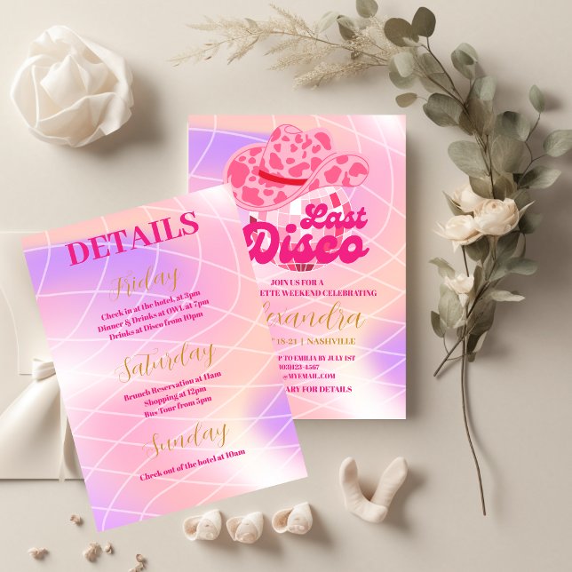 Convites Festa de solteira de Rodeio Rosa-Rosa-Cowgirl da D (Criador carregado)