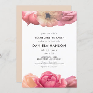 Convites Festa de solteira de rosa de colheita elegante