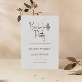 Convites Festa de solteira de Script Preto Simples de Linen