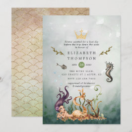 Convites Festa de Solteira de Sereia Submarina Náutica