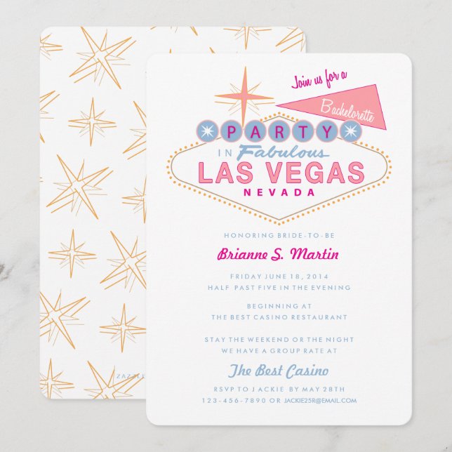 Convites Festa de solteira de Sinalização de Las Vegas (Frente/Verso)
