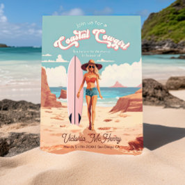 Convites Festa de solteira de surfboard da copa costeira