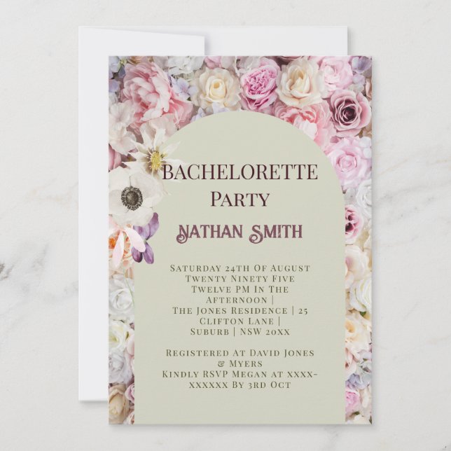 Convites Festa de solteira de Verão da Arca Floral Elegante (Frente)