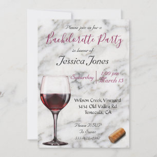 Convites Festa de solteira de vinho Mínima Moderna