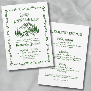 Convites Festa de solteira do Acampamento Desenhado à Mão