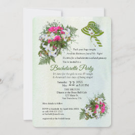 Convites Festa de solteira do Buquê da lente Dourada