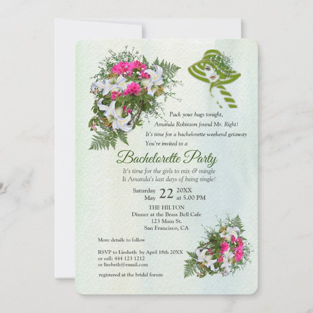 Convites Festa de solteira do Buquê da lente Dourada (Frente)