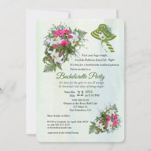 Convites Festa de solteira do Buquê da lente Dourada