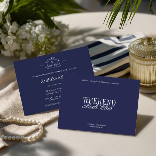 Convites Festa de solteira do Clube Elegante Blue Country (Elegant Blue Country Club Bachelorette Party Invitation)