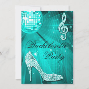 Convites Festa de solteira do Teal do Disco Ball Sparkle He