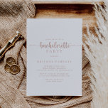 Convites Festa de solteira Dourada de caligrafia<br><div class="desc">Este convite à festa de solteira de caligrafia rosa dourada é perfeito para um evento rústico. O design simples e elegante apresenta a tipografia de script clássico e de rico em rosa dourado e branco.</div>