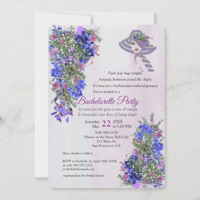 Convites Festa de solteira e Lavandas geométricas Douradas (Frente)