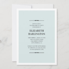 Convites Festa de solteira elegante azul. Simples moderno