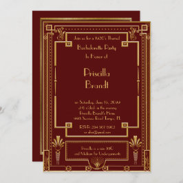 Convites Festa de solteira, excelente Gatsby, vermelho