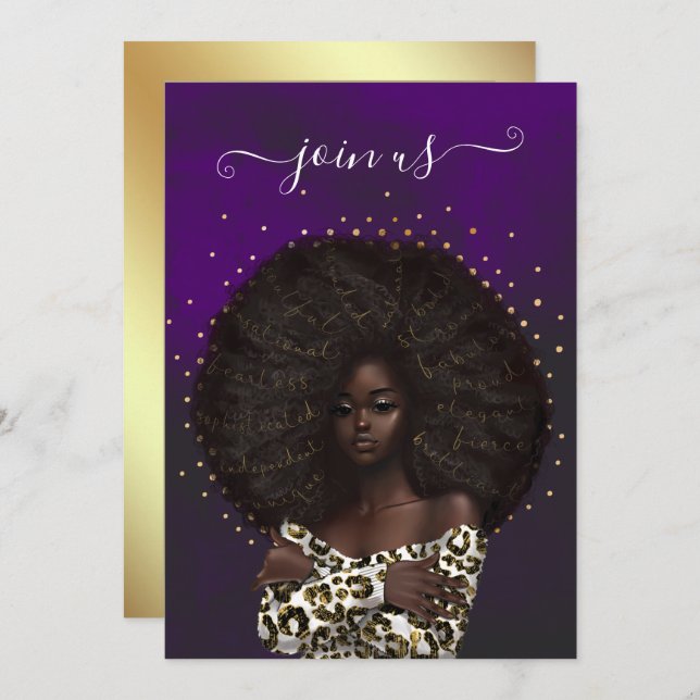 Convites Festa de solteira fashionista africana (Frente/Verso)