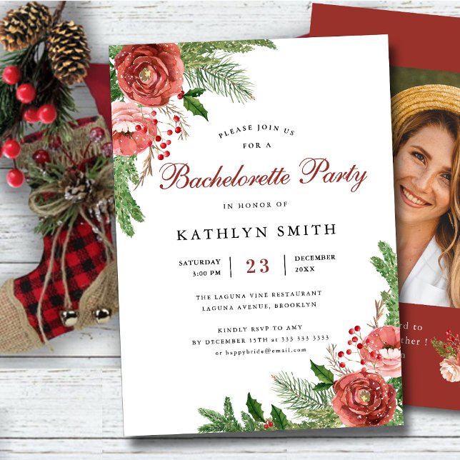 Convites Festa de solteira Floral Cor-de-Água Rosa Rosa (Criador carregado)