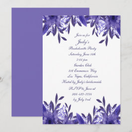 Convites Festa de solteira Foliar Azul Roxo