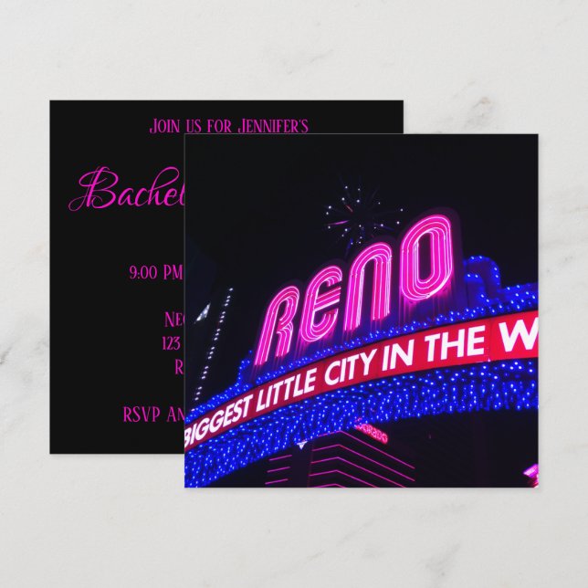 Convites Festa de Solteira Foto Arco de Reno Rosa Neon (Frente/Verso)