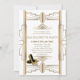 Convites Festa de solteira Gatsby do Excelente Branco Doura