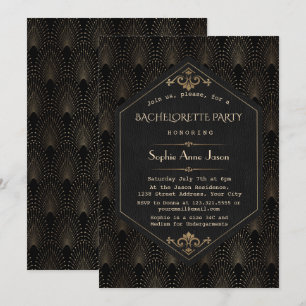 Convites Festa de solteira Gatsby do Excelente Preto Glam D