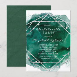 Convites Festa de solteira Geométrica de Silver Verde Esmer