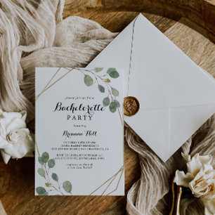 Convites Festa de solteira geométrica Dourada