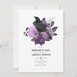 Convites Festa de Solteira Glam Purple Raven Gothic