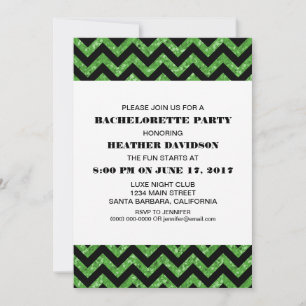 Convites Festa de solteira Glitter Verde Chevron