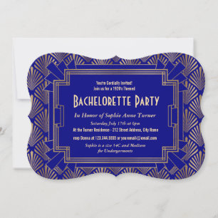 Convites Festa de Solteira Grande Gatsby Azul Marinho Doura