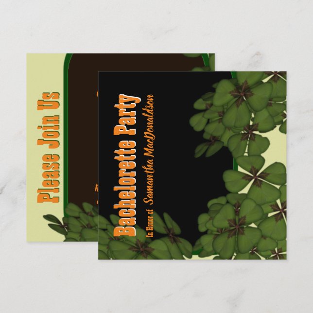 Convites festa de solteira irlandesa de shamrock (Frente/Verso)