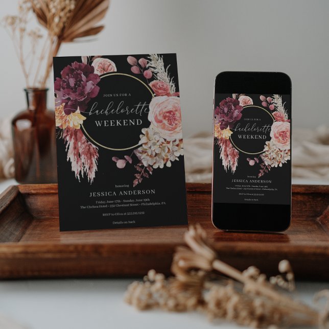 Convites Festa de solteira Itinerária Boho Pampas (Criador carregado)