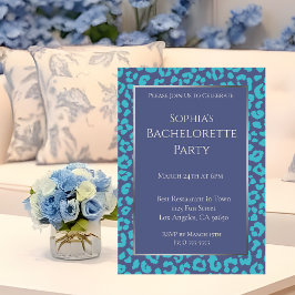 Convites Festa de solteira-Leopardo-Azul-Azul-Azul