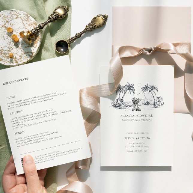 Convites Festa de solteira Moderna de Cowgirl Costeira (Criador carregado)