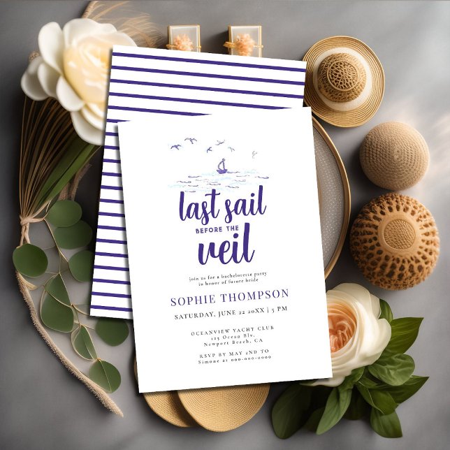 Convites Festa de solteira Náutica Clássica da Última Vela (Criador carregado)