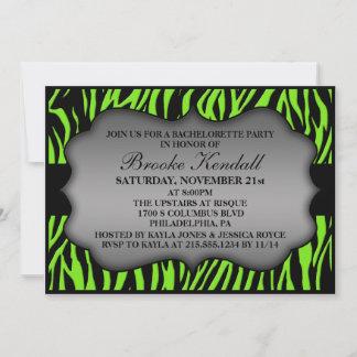 Convites Festa de solteira Neon Green Night Zebra