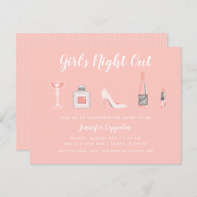 Convites Festa de solteira Noturna de Menina (Frente/Verso)