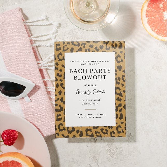 Convites Festa de solteira para impressão de animais bege e (Criador carregado)