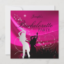 Convites Festa de solteira Prata branca rosa-preta