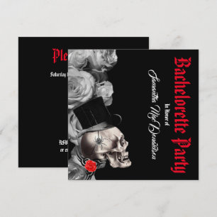 Convites Festa de solteira preta gótica, rochosa ou ciclist