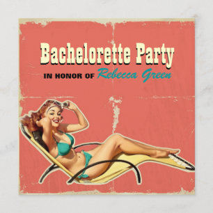 Convites festa de solteira retrô de maiô de piscina glamour