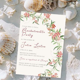 Convites Festa de solteira Rosa de flor selvagem rosa