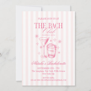 Convites Festa de solteira rosa do Clube de Cocktails Vinta